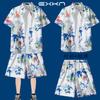 Traje de Camisa de Playa de Manga Corta de Verano para Hombre Vacaciones de Viaje en Sanya Ropa de Tallas Grandes Ropa de Viaje a la Orilla del Mar Ropa de Verano