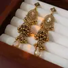 Brincos de Sino com Franja de Agulha de Prata Banhados a Ouro Real Estilo Étnico Retrô Brincos de Nicho Leve Luxo High-end Brincos Versáteis