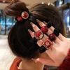 Internet Popular Ano Novo Fortune Square Hair Ring Feminino Estilo Coreano All-match Rabo de Cavalo Bola Cabeça Borracha Tendão Este Ano Acessórios para Cabelo