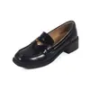Mocassins vintage super macios de couro bovino para mulheres, sapatos slip-on versáteis com salto grosso e bico redondo, sapatos de couro genuíno com acabamento desgastado estilo britânico