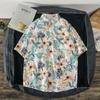 Camisa informal de verano de manga corta con estampado de hojas personalizadas para hombre, ropa de protección solar, estilo coreano, moderna, holgada, con estampado floral