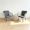 Juego de Sillas de Mimbre Personalizado para Patio Exterior Set de Ratán de Tres Piezas con Mesa de Cristal Balcón Silla de Cuerda de Ocio Combinación de Mesa de Café