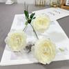 Simulación de una sola rama con 3 cabezas de peonía, selección de flores, núcleo de peonía, flor de peonía, decoración de boda, guía de camino, arreglo floral, decoración, flor de seda