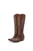 Comercio Exterior Botas de Moda Botas Retro Cremallera Lateral Botas de Piel de Mujer Zapatos de Mujer talla extra Puntiagudos para Mujer Nuevo Tacón Bordado Rojo