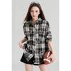Camisa de Manga Larga 2025 para Mujer Graffiti Holgada Casual Cuadros Chaqueta de Gama Alta Top de Moda