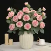 Ramo de Flores Artificiales Peonías con Borde Quemado Estilo Francés Decoración para Sala de Estar, Adorno de Ramo de Flores Secas, Decoración de Alta Gama