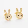 Pendientes de Conejo con Circonita Color Champaña y Diamante Completo de Nuevo Estilo Transfronterizos, Moda Versátil de Personalidad Nicho Europeo y Americano, Pendientes Ligeros de Lujo para Mujer