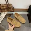 Zapatos planos de tejido retro con forro de felpa, nuevo estilo 2026 para mujer, con acabado de gamuza, detalle de borla y punta redonda, suela plana