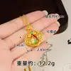Nuevo Collar de Estilo Chino Antiguo Chapado en Oro para Mujer, Colgante de Imitación de Oro de Fortuna y Prosperidad Verde, Joyería Tradicional China Chapada en Cobre y Oro Que No Se Desvanece Fácilmente