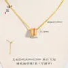 Pu Zuojiu não desbota ouro acessórios diy colar de contas de transferência de diamante vermelho rosa feminina corrente de clavícula de luxo leve de alta qualidade
