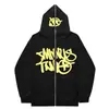 Exportación Transfronteriza Marca de Tendencia de Nicho Europea y Americana m's Sudadera con Cremallera Estampada Hip-Hop Cárdigan con Capucha para Pareja