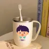 Familia de Cuatro Dibujos Animados Vasos Gruesos Lindos para Enjuague Bucal Cepillos de Dientes de Acero Inoxidable 304 Resistentes a la Suciedad Pareja Set Creativo para Cepillarse y Lavarse