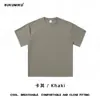 200g Algodão Puro Original Toque de Linho Soltinha Cor Sólida Casual Manga Curta Camiseta Básica Versátil Retrô Americano Regata Manga Curta