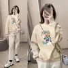 Sudaderas de otoño e invierno para mujer, estilo holgado y fino, adecuadas para figuras petite, tops básicos de moda, estilo europeo y americano versátil