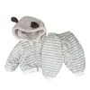 Traje de Invierno Lindo de Dibujos Animados para Bebés Niños y Niñas Estilo Coreano Sudadera con Capucha y Pantalón de Chándal de Terciopelo Engrosado Ropa Cálida para Niños