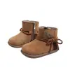 Botines para Niñas 2026 Otoño/Invierno Estilo Nuevo Botas de Algodón con Felpa Botas de Nieve para Bebé Estilo Coreano Moño Suela Suave Antideslizante Zapatos para Niños