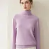 Suéter de cachemira pura 2026 nuevo estilo de invierno para mujer, jersey de cuello alto, estilo elegante, corte holgado, adelgazante, capa base cálida