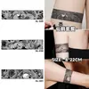 Tatuagem Temporária Adesivo de Ervas para Braço à Prova d'Água Duradoura Espinho Garça Dragão Flor Retro Cool Tatuagem de Braço para Homens e Mulheres