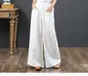 Calça Feminina de Algodão e Linho Estilo Coreano Literário Primavera e Verão Multi-Color de Dezesseis Cores Calça Solta Tamanho Grande Calça de Perna Larga Calça de Cintura Alta Comprimento Total Calça de Perna Reta