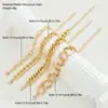 Pulsera de Cadena de Metal Exagerada Transfronteriza Europea y Americana Juego de 4 Piezas Material Ecológico Cadena de Hierro + Cadena de Aluminio Versátil Juego de Joyería para Manos