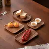 Venta Directa de Fábrica Plato de Madera de Nogal, Bandeja de Madera Rectangular, Bandeja de Té de Madera Maciza, Plato de Cena, Plato de Fruta, Sensación de Lujo Ligero y Gama Alta