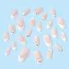 Nuevos Parches de Uñas Portátiles de Diamantes Europeos y Americanos de Gran Venta, Parches de Manicura Francesa Rosa Sencilla, Uñas Postizas de Alta Gama
