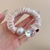 Scrunchie retrô com estampa de leopardo cor de café para outono, estilo coreano, moderno, versátil, elástico durável para rabos de cavalo e acessórios de cabelo