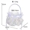 Cesta de flores para casamento estilo ocidental, cesta de flores branca com renda para segurar na mão, adereço para fotos de casamento, cesta de flores para daminhas espalharem pétalas