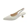 Sandalias para Mujer 2026 Nuevo Verano Estilo Coreano Punta Fina Punta Cerrada Tacón Medio Elásticas Slip-On Sandalias de Moda para Mujer