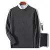 Nuevo Suéter de Cachemira para Hombre Otoño e Invierno 2023, Suéter de Lana de Punto Grueso con Cuello Redondo, Camisa Base Casual de Negocios para Jóvenes