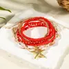 Tobilleras Trenzadas de Concha Acrílica Estilo Bohemio de Resort Transfronterizo Tobilleras de Estrella de Mar de Resina Estilo Playa Siete Piezas