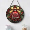 Adornos Navideños Creativos Transfronterizos Artesanías de Madera Cartel Redondo para Puerta Serie Colgante de Madera 20Cmos Colgante