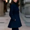Abrigo de mujer de color liso con solapa, doble botonadura y manga larga, modelo nuevo de otoño e invierno para comercio exterior transfronterizo europeo y americano 2026
