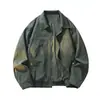Nueva chaqueta de trabajo con solapa de bloques de color para hombre, primavera y otoño, lavada y desgastada, abrigo casual retro americano a la moda