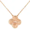 Colar Trevo de Quatro Folhas Estampado a Quente Versão Alta Fanjia Ouro Rosa Corrente para Clavícula Ouro Rosa Fabricante de Joias Venda Direta Dropshipping