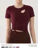 Traje de Yoga de Alta Gama de Manga Corta para Mujer Primavera y Verano Top Deportivo con Almohadilla en el Pecho Cordón Ajustable Corte Entallado Adelgazante Traje de Entrenamiento Fitness