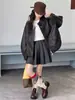 Chaqueta de Cuero para Niñas 2026 Otoño Nuevo Estilo, Chaqueta de Retazos a Cuadros para Niños Mayores, Cárdigan de Cuello Redondo Estilo Coreano