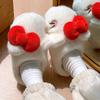 Chinelos de Algodão Kuromi para Mulheres 2026 Novo Outono e Inverno Internos Casa Quente Chinelos Peludos para Mulheres Inverno