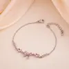 Pulsera Linday Dulce Estilo Ins con Zircón en Forma de Corazón y Colgante de Mariposa, Joyería de Regalo para el Día de San Valentín para Mujeres, Venta al por Mayor desde el Fabricante