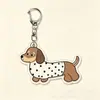 Chaveiro de salsicha fofo transfronteiriço, pingente de bolsa de acrílico plano, estilo casal, ornamento de carro, cachorrinho desenhado em linha