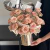 Caja de Navidad Cubo de Flores Espejo Plata Cubo de Abrazo Caja de Manzana Navideña Regalo Floral Caja de Regalo Cubo de Arreglo Floral