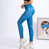 Leggings ajustados de cintura alta con estampado de mezclilla de imitación, pantalones con bolsillos falsos elásticos de cadera sexys europeos y americanos.
