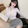 Tenho que trabalhar horas extras esta noite ~ camisola branca justa modeladora da cintura e justa nos quadris para a noite roupa sexy de secretária pura