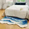 Alfombra de Ola Oceánica Manta Nórdica para el Pie de la Cama Manta de Felpa para la Mesita de Noche Mesa de Café Antideslizante Alien Azul Sala de Estar Dormitorio Esterilla Alfombra de Piso