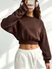 Atravessando a fronteira 2026 feminino primavera e outono justo top de manga longa gola redonda hot girl, top curto versátil para o dia a dia atacado