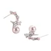 Brincos de Laço Francês com Pérola Rosa de Imitação para Mulheres 2026 Novo Popular Design de Nicho Brincos Modernos e Elegantes