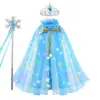 30 Luces Capa de Elsa Capa Luminosa Ropa de Rendimiento Navideño para Niños Malla de Doble Capa Luz LED Traje de Niña