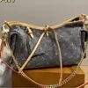 Bolso Hobo de Mezclilla Estampado Retro Doble Cadena Correa Ancha de Cuero para Hombro Metal Gran Capacidad Multibolsillo Bolso de Hombro Único Cruzado