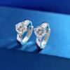 Joyería Mujing 2023 nuevos aretes de plata s925 para mujer, aretes clásicos de alta gama de cuatro puntas color D de 50 puntos, aretes de aro