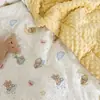 Colcha de Algodão Coreana para Crianças com Fio de Camada Dupla para Outono e Inverno Acolchoada Quente Colcha de Primavera e Outono Lavável à Máquina Individual Dupla